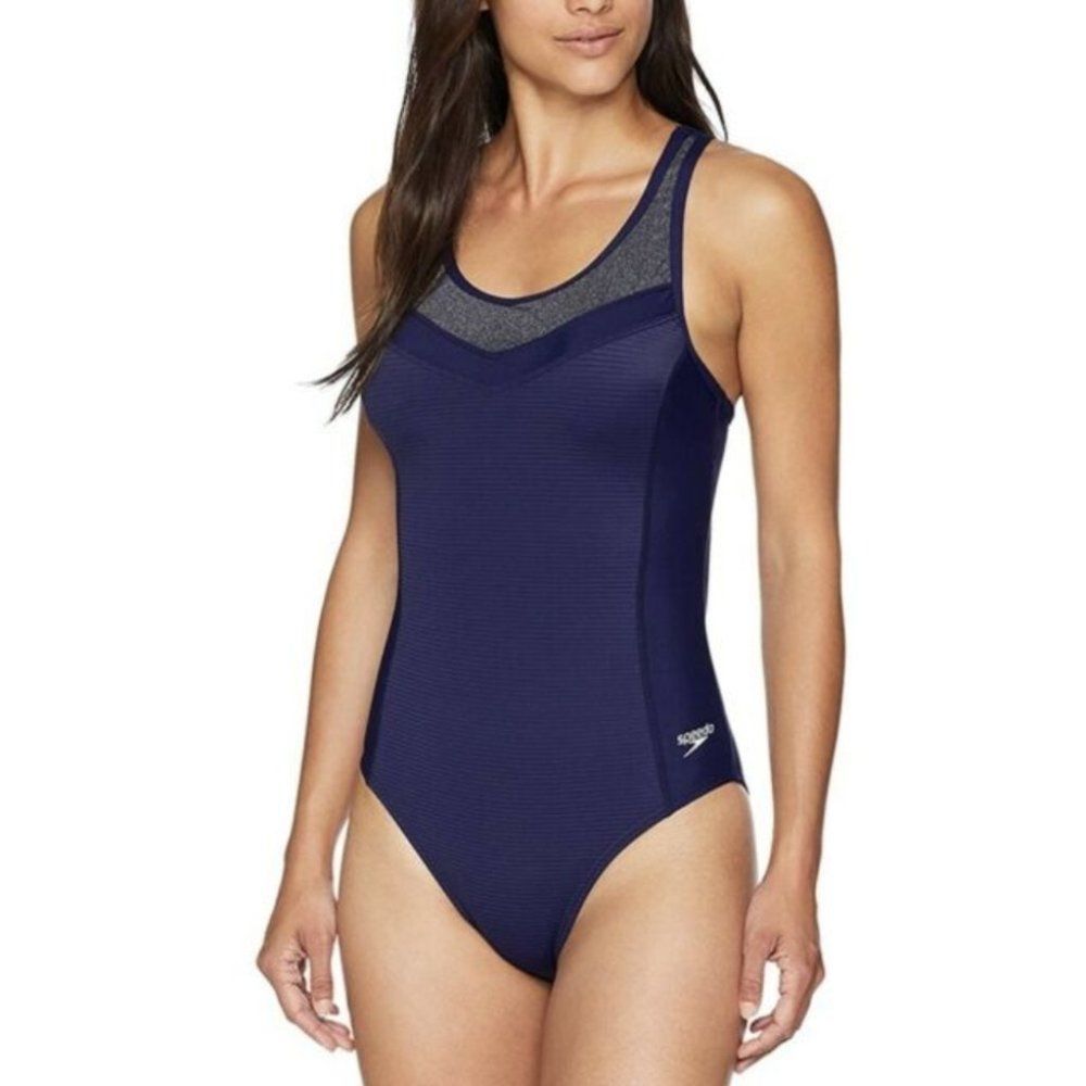 Speedo | Precision Pleat Touchback One Piece Swimsuit in Blue